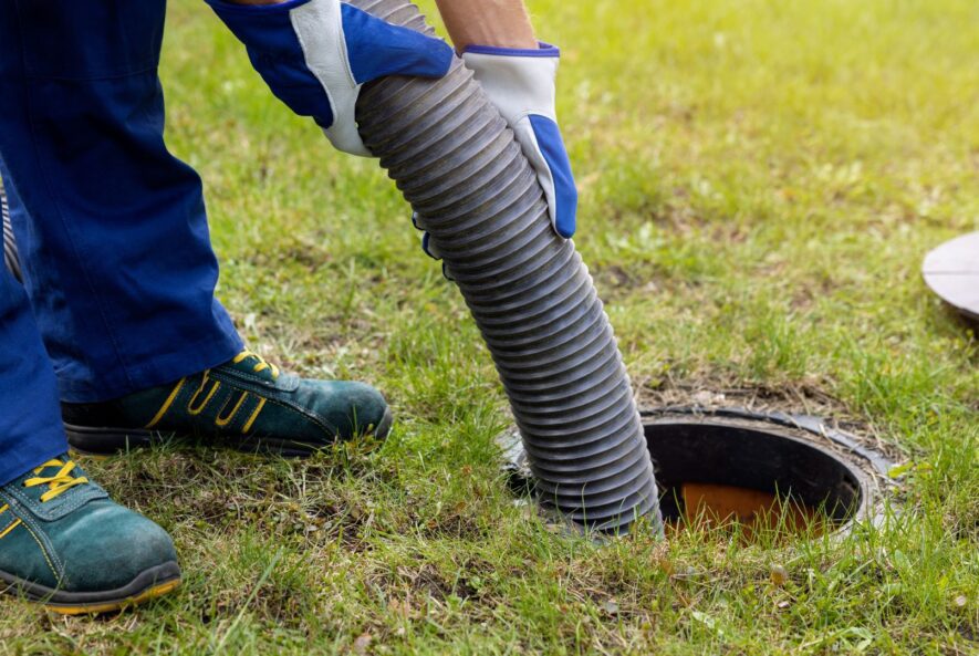 pumping out household septic tank. drain and sewage cleaning service